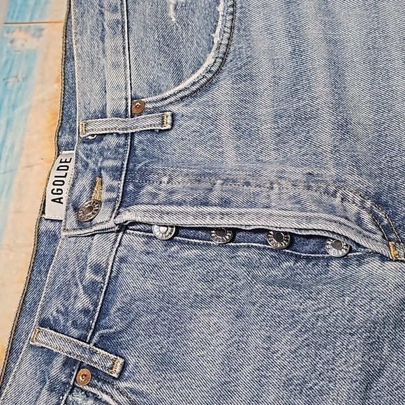 AGOLDE 5 Button Distressed Acid Wash Raw Hem Fray Shorts Size 30 - Picture 2 of 6